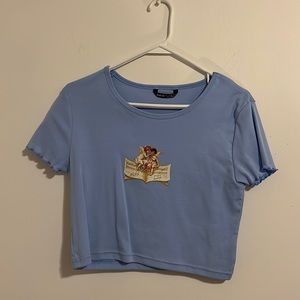Cropped blue angel baby top